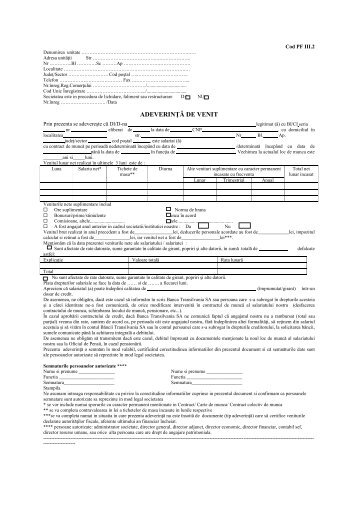adeverinta de venit banca transilvania